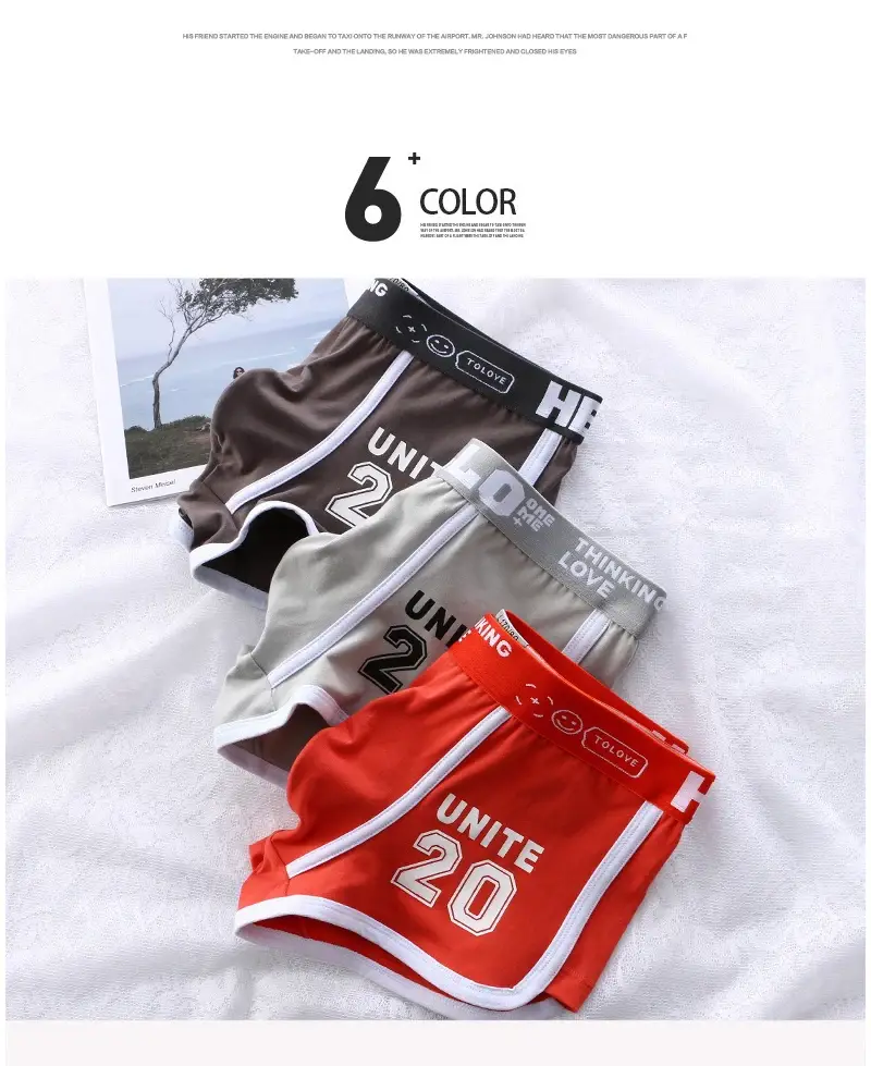 1/3pc Men Underwear Sports Boxer Shorts Cotton Oversized Solid Color Youth Fashion Sports Men's panties Comfortable Breathable — image 2