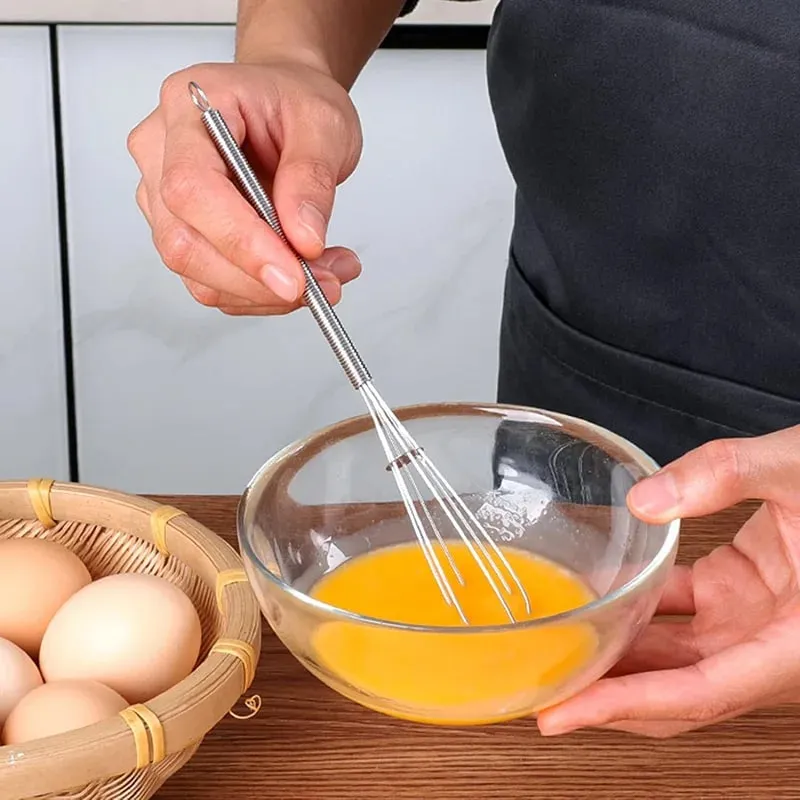 2/4Pcs Stainless Steel Mini Whisk Spring Coil Wire Egg Beater Handheld Egg Whisk Beater Manual Hand Whisker Kitchen Tiny Whisk — image 2