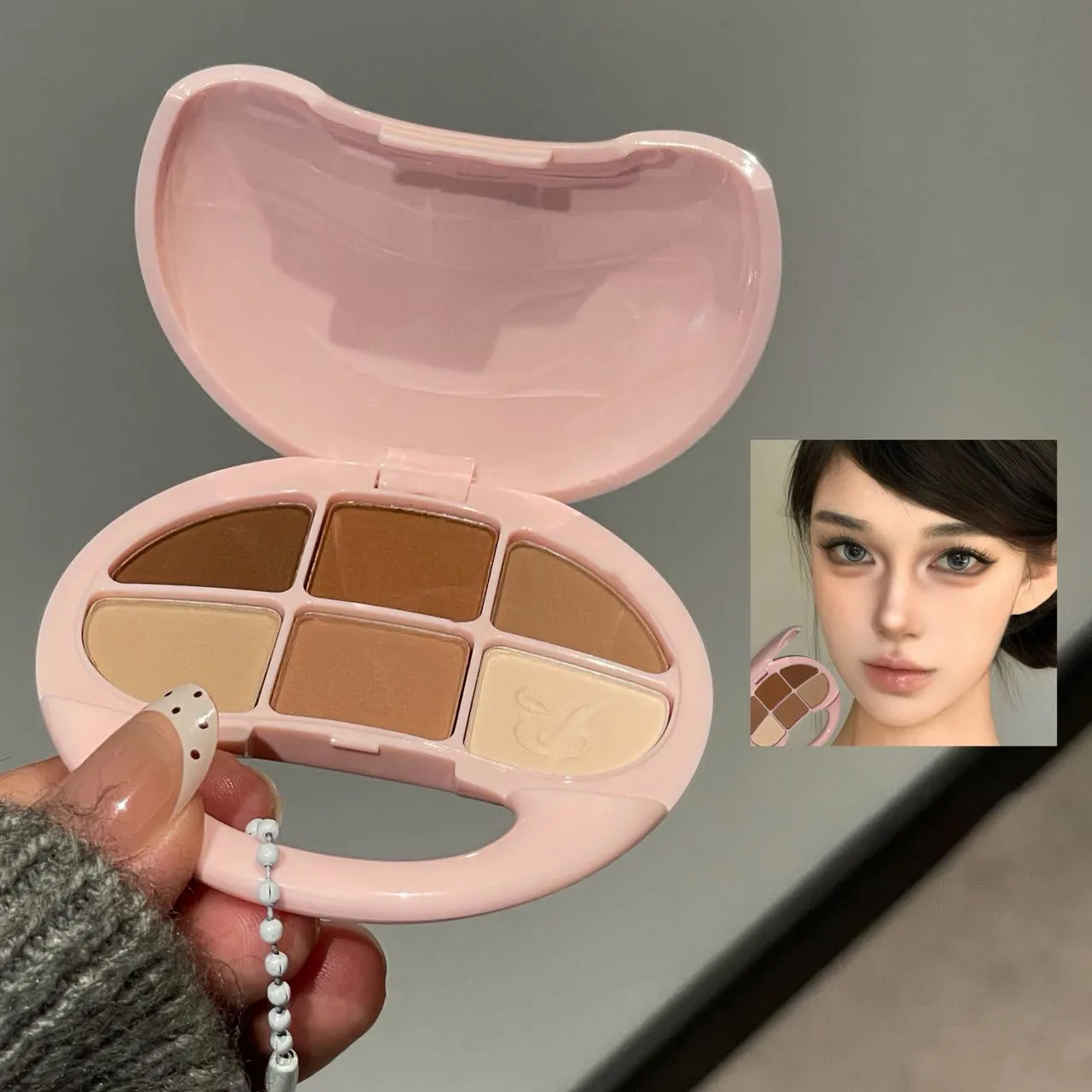 Pink Brown Six Color Eye Shadow Disk Low Saturation Matte Pearlescent Eyeshadow Palette Korean Makeup Matte Shimmer Eye Cosmetic — image 5