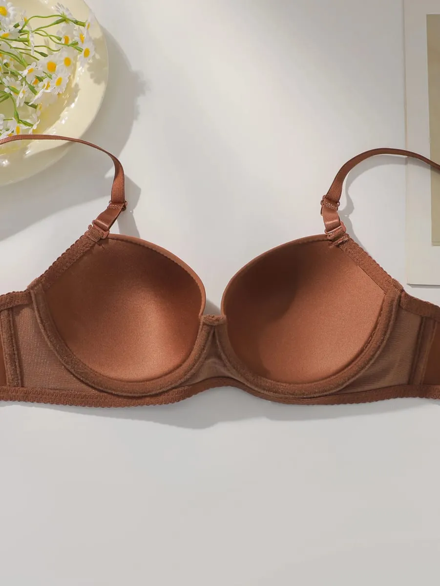 Hot selling solid color 2-piece underwear set multi-color daily four season Bra set comfortable to wear sexy Lingerie 2611 — image 4
