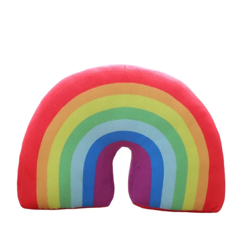 35x25cm Rainbow Plush Pillow Stuffed Red Pink Sky Cushion C Shape Head Support Pillow Home Decor Plushie Prop Gift — image 4