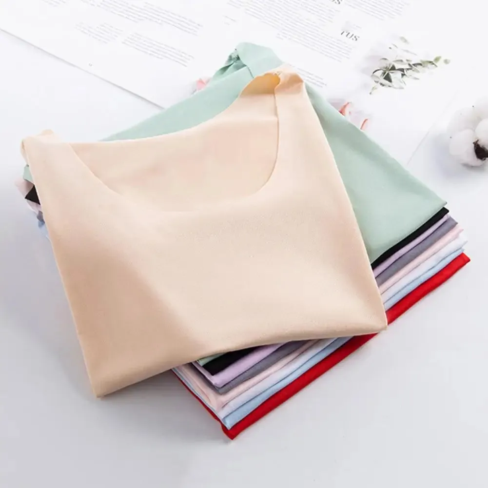 Women Bottoming Vest Ice Silk Seamless Sleeveless Pure Color Plus Size Stretchy Round Neck Dry Dry Cooling Camisole Basic Top 80 — image 2