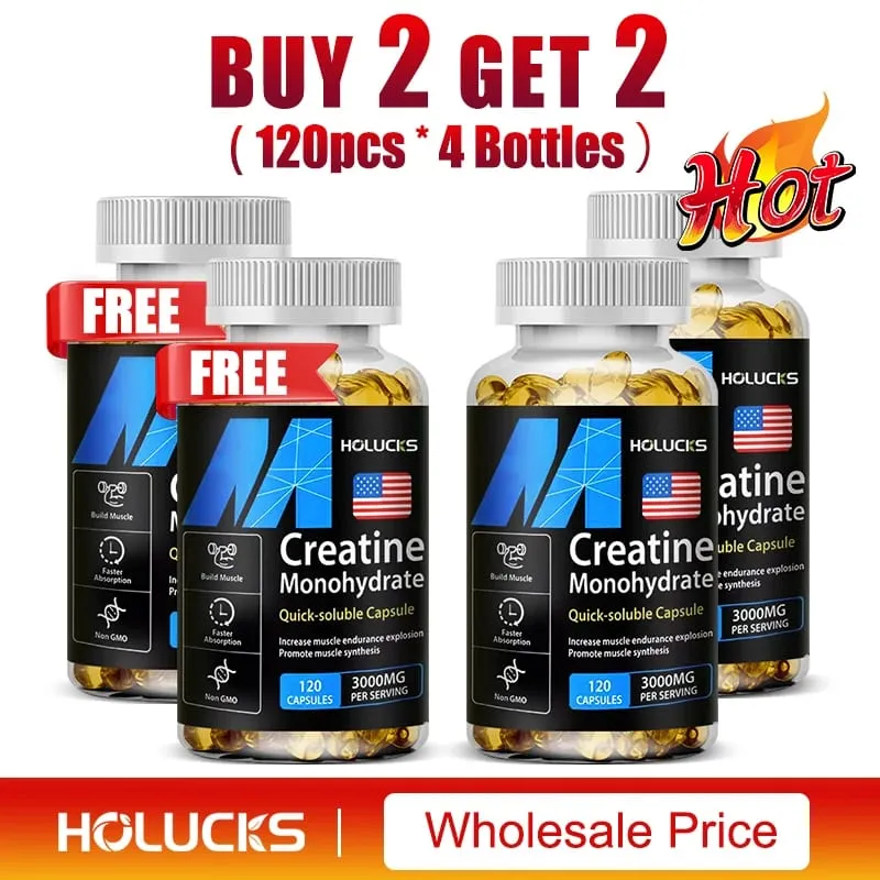 Buy 2 Get 2 Free! Pure Creatine Monohydrate Capsules Support Muscle Growth Strength & Performance Enhances Cognitive Function — image 12