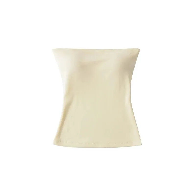 Women Solid Strapless Tube Top Sleeveless Bandeau Crop Top Stretch Basic Wrap Bustier Summer Casual Y2K Tank Tops — image 6