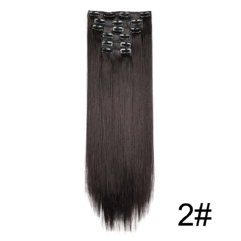 24Inch Synthetic 6pcs/set Long Straight Hair Extension Increasing Volume Extending Soft Comfortable Hairpiece for Women