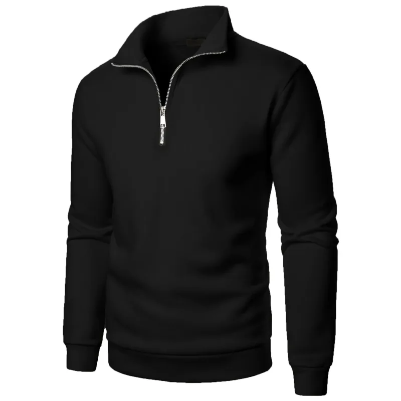 Men's Zip Turn Down Collar Sweatshirts Spring Male Solid Color Loose Pullover Coats BSD-ZW160 — image 7