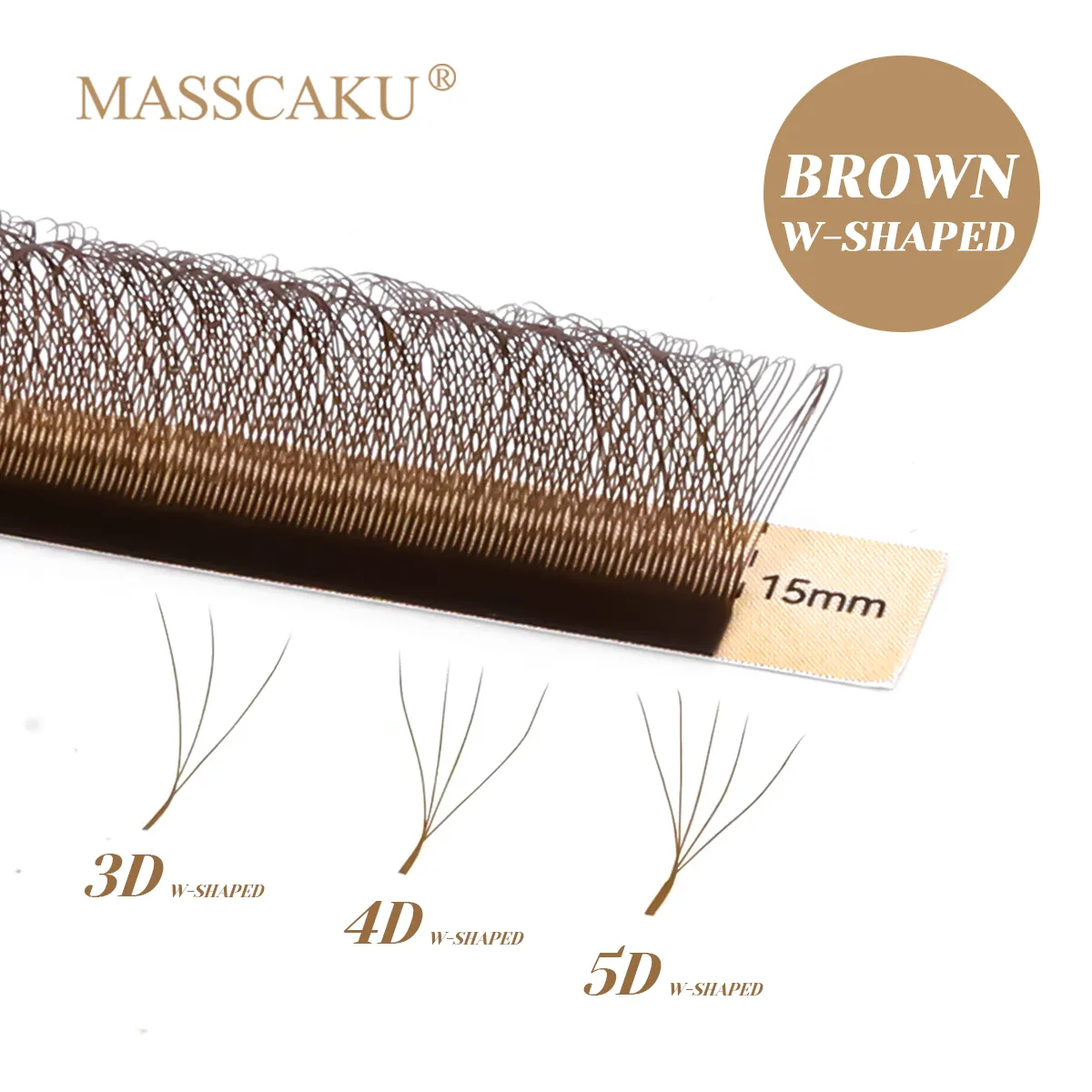 Extensions de cils marron 3D/4D/5D en forme de W, longueur mixte 8-15mm, tissées à la main, éventails de Volume préfabriqués, produits de maquillage — image 4
