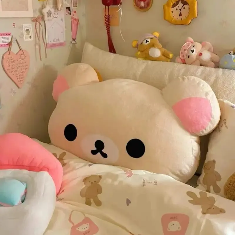 44cm Cute Rilakkuma Plush Toy Back Support Detachable Cover Bedside Large Pillow Comforter Washable Sleeping Pillow Gifts — image 5