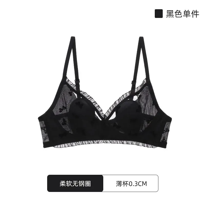 Sutiã Com Orelhas De Coelho Estilo Japonês Ultrafino Aumenta Peito Pequeno Sustenta Grande Anti-Caída Conjunto Lingerie — image 9