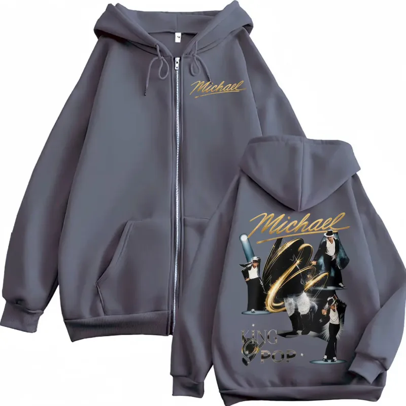 King of Pop Michael Jackson Concert Zipper Hoodies Men's Women Fashion Trend Classic Jacket Sweatshirt Long Sleeve Zip Up Hoodie — image 3