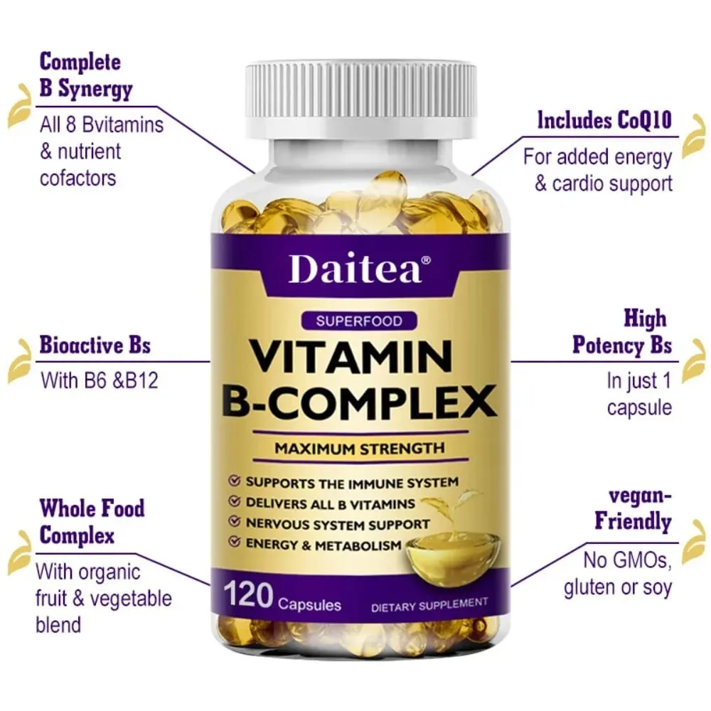 Vitamin B Complex - Immune Support Supplement Promotes Brain Health and Nervous System Boosts Energy and Improves Alertness — image 4