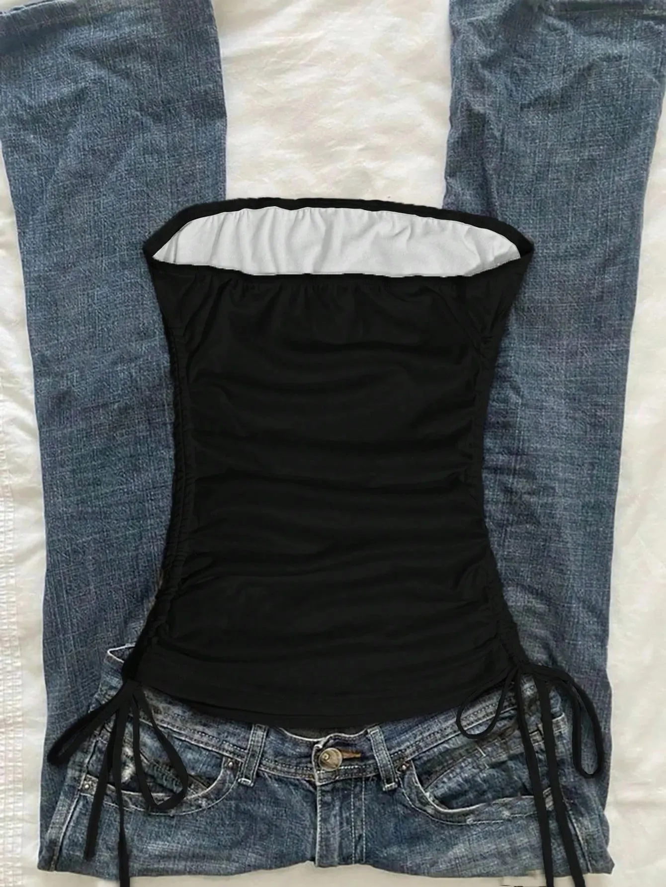 Women's Casual Retro Drawstring Front Cut Vest Suitable for Y2K and Guitar Prints in Spring and Summer — image 7