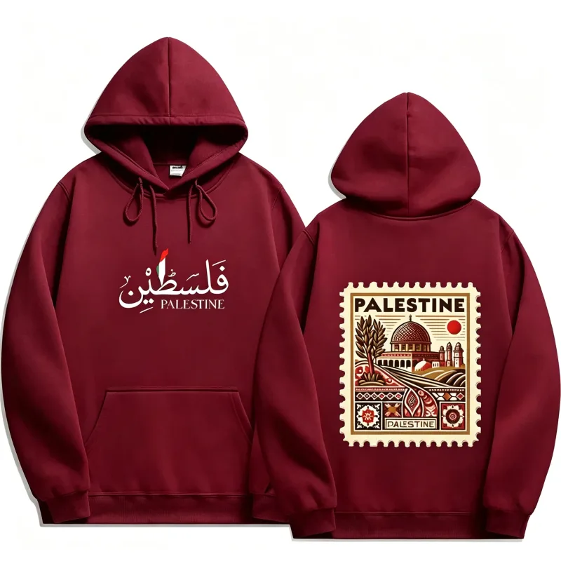 Unisex Autumn Winter Vintage Casual Pullover Sweatshirts Palestine Hoodie Fashion Harajuku Aesthetic Retro Graphic Hoodies Tops — image 9