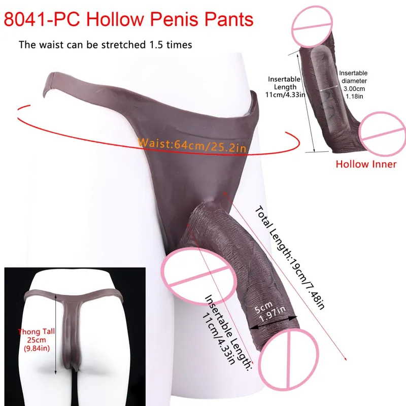 Large Hollow Dildo Premium Silicone Pants Wearable Hyper Realistic Insertable Penis Cover Adult Intimate Wearable Toys — image 31