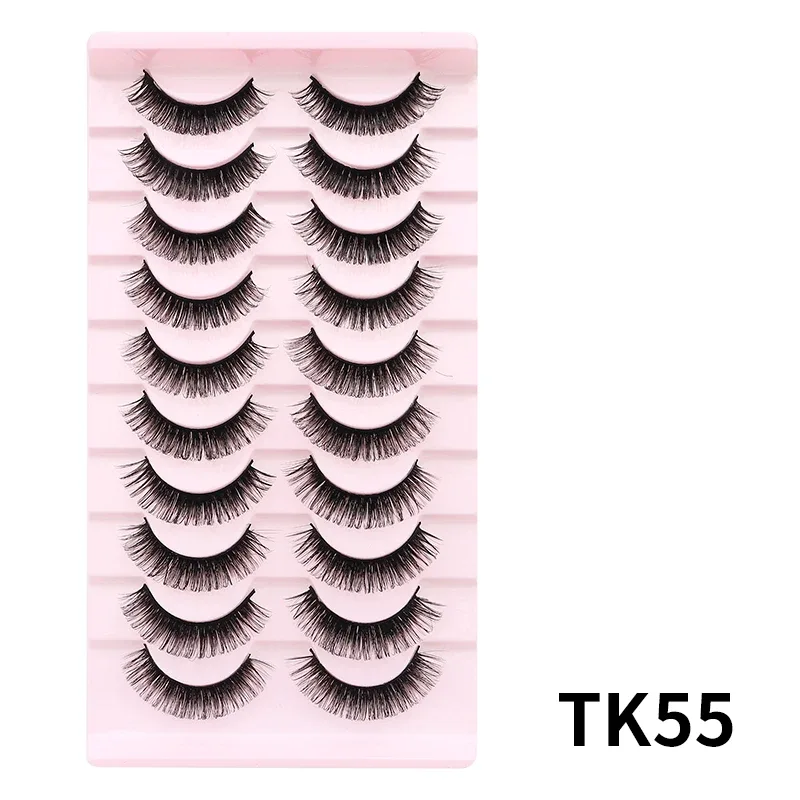 10 párů Russian DD Curl Bulk Fluffy Strip Lashes Přírodní měkké umělé řasy Opakovaně použitelné ručně vyrobené řasy pro každodenní a párty — image 37