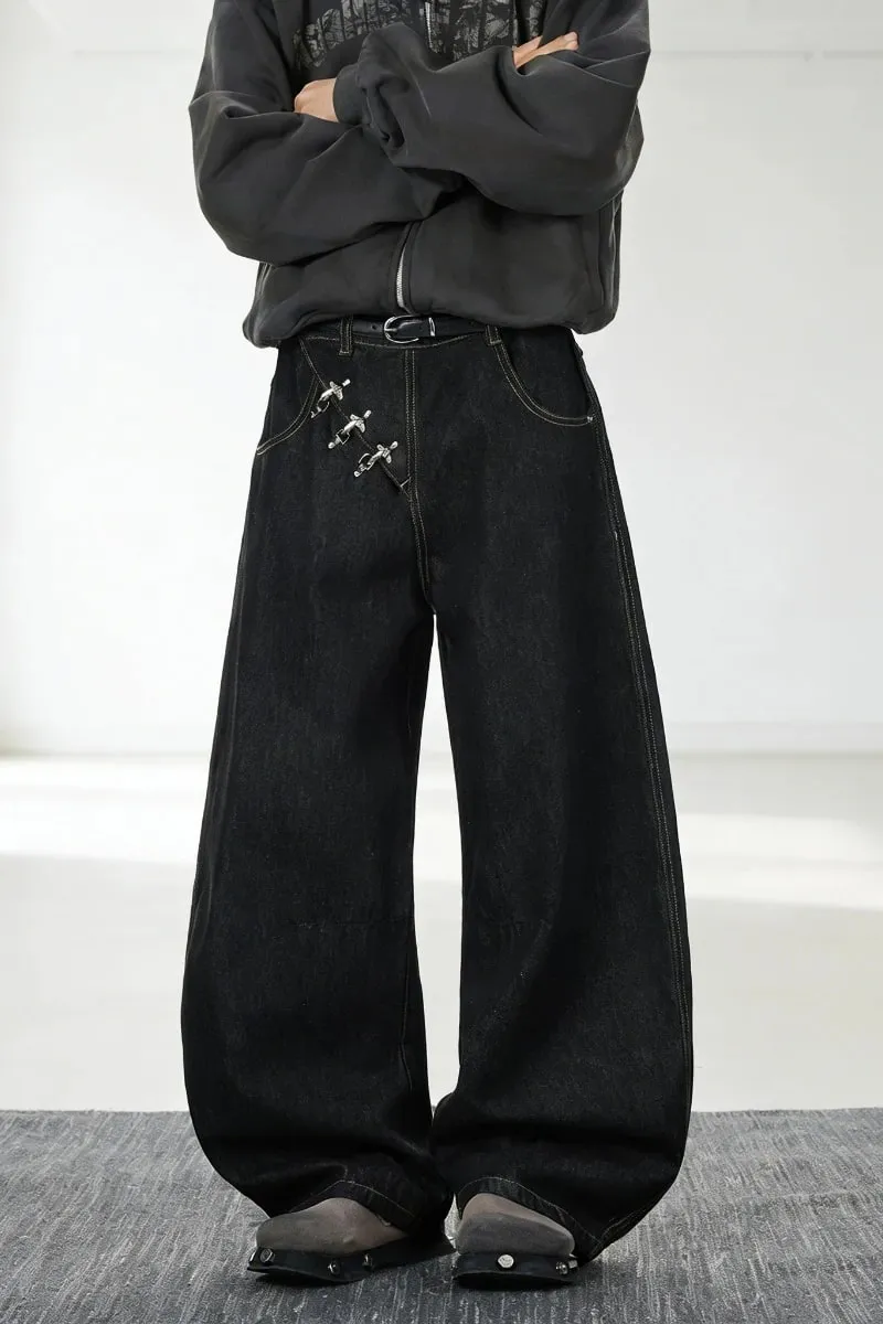 Baggy Jeans Man Pants Y2k Jeans Relaxed Fit Denim Trousers Edge Wide Leg Cargo Pants Slant Closure Casual Fashion — image 2