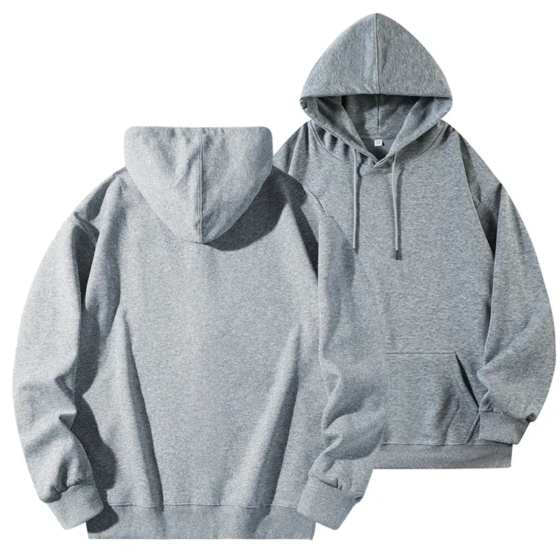 Logo Tersuai DIY Sweatshirt Bertudung Hitam Kapas Tulen Pullover Lengan Panjang Atasan Kasual untuk Lelaki Dan Wanita Fesyen Musim Sejuk Musim Gugur — image 11