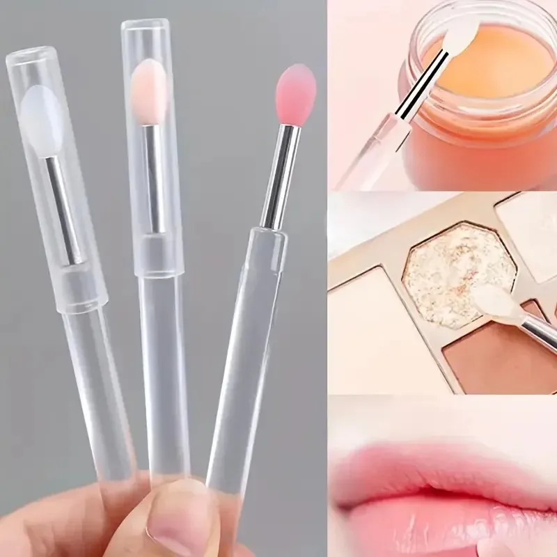 3/5/10PCS Portable Silicone Lip Brush With Cover Soft Multifunctional Lip Balm Applicator Lipstick Lipgloss Makeup Brushes — image 2