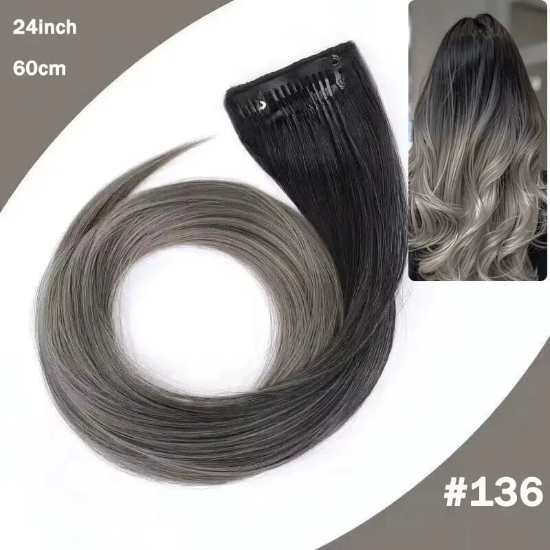 Hair Clips Hair Extensions Wig Synthetic Long Straight Gradient Color Clip-in Hair piece Hair Clips for Hair for Women Wear — image 14