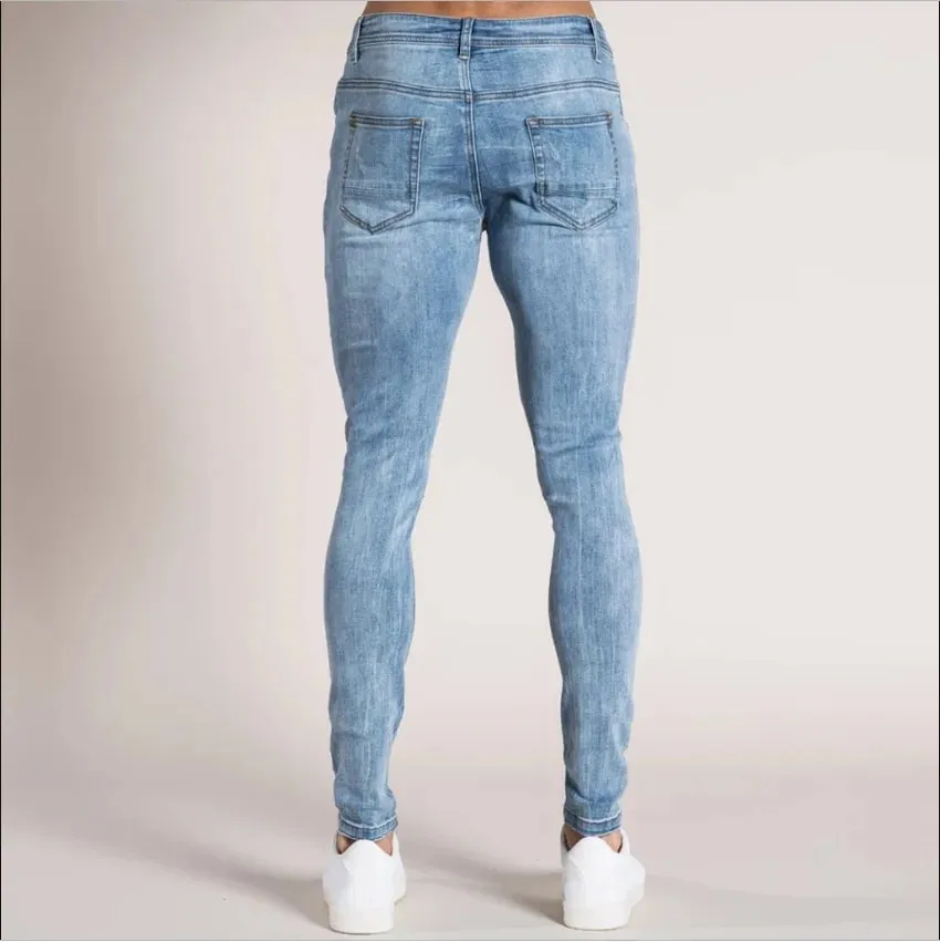 Denim Pant Men Jeans Vintage Pencil Pants High Waist Distressed Washed Hole Sheath Trousers Y2k Streetwear Casual 2026 Spring — image 4