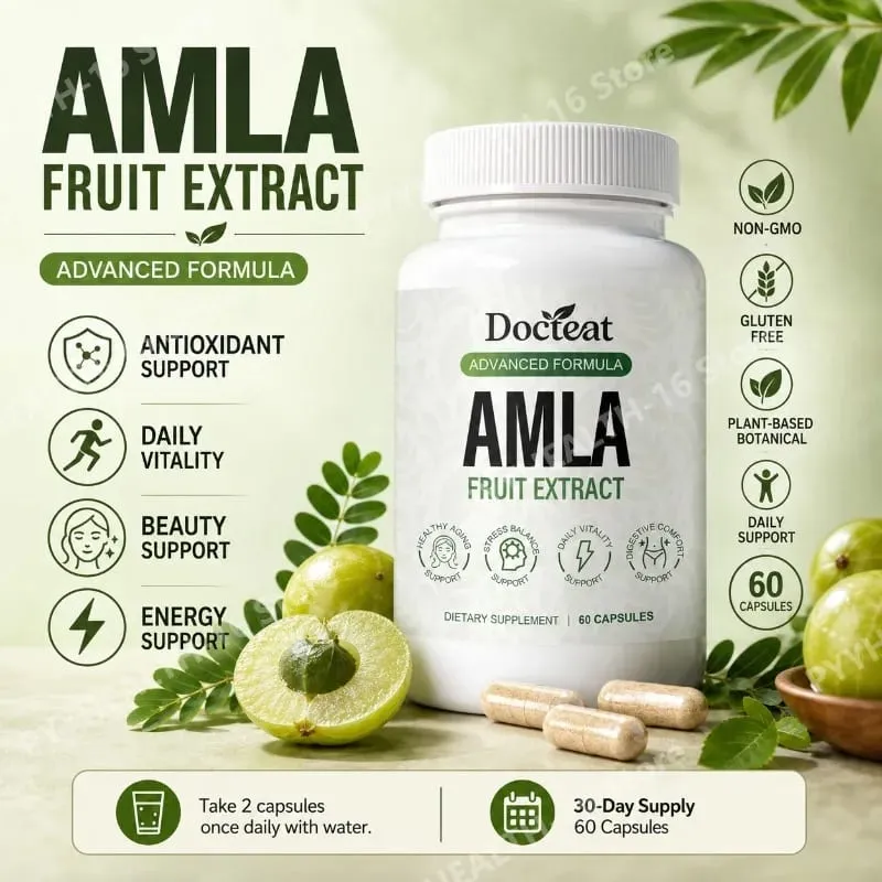 Docteat Amla Fruit Extract Capsules Immune Function Support Skin Health Support with Vitamin C B3 CoQ10 PQQ 60 Capsules — image 2