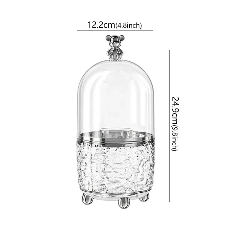 360° Rotating Makeup Brushes Holder Portable Desktop Cosmetic Organizer Dustproof with Cover Lipstick Perfume Clutter Organizer