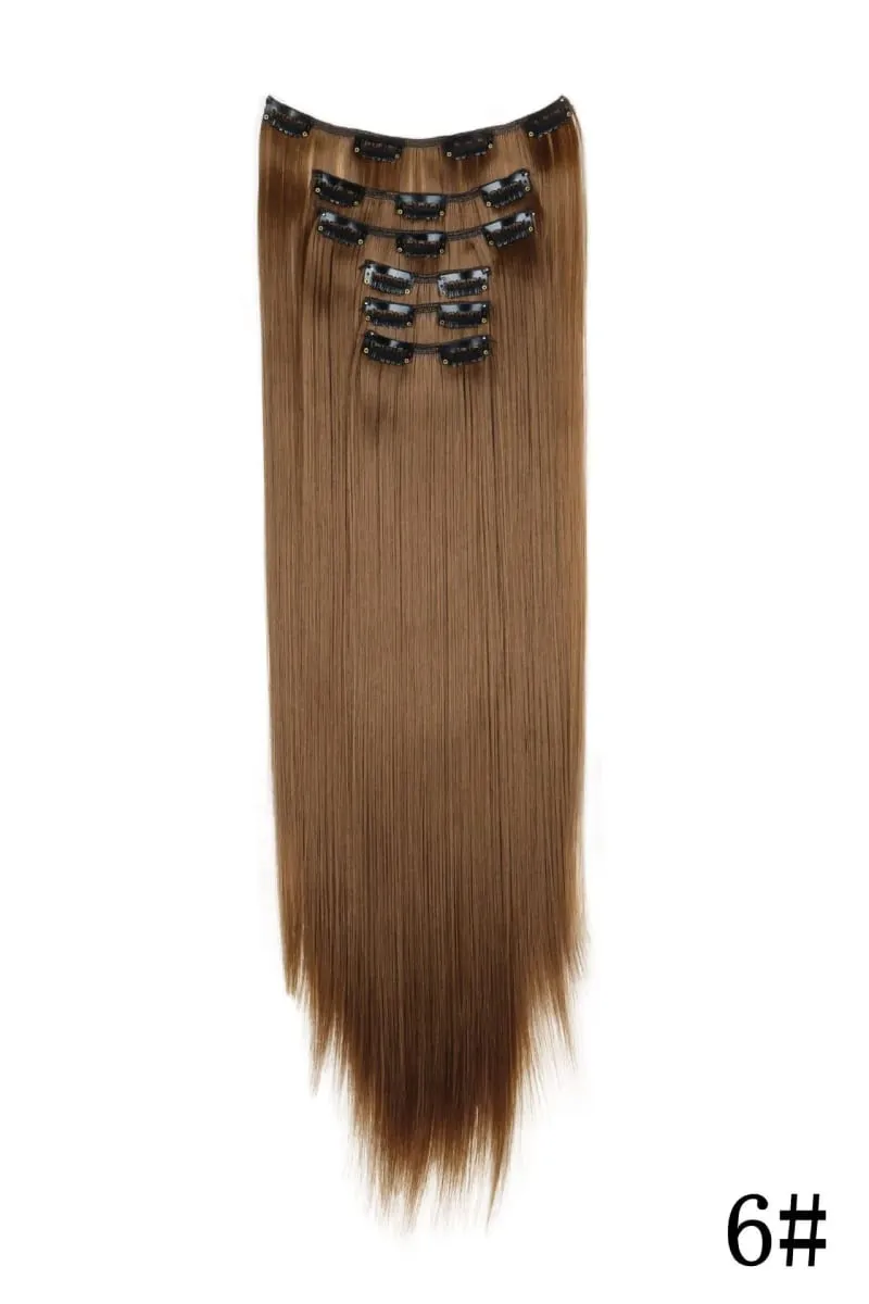24Inch 16 Clips in Hair Extensions Long Straight Hairstyle Blonde Black Hairpieces Heat Resistant False Hair Daily Use Cosplay — image 20