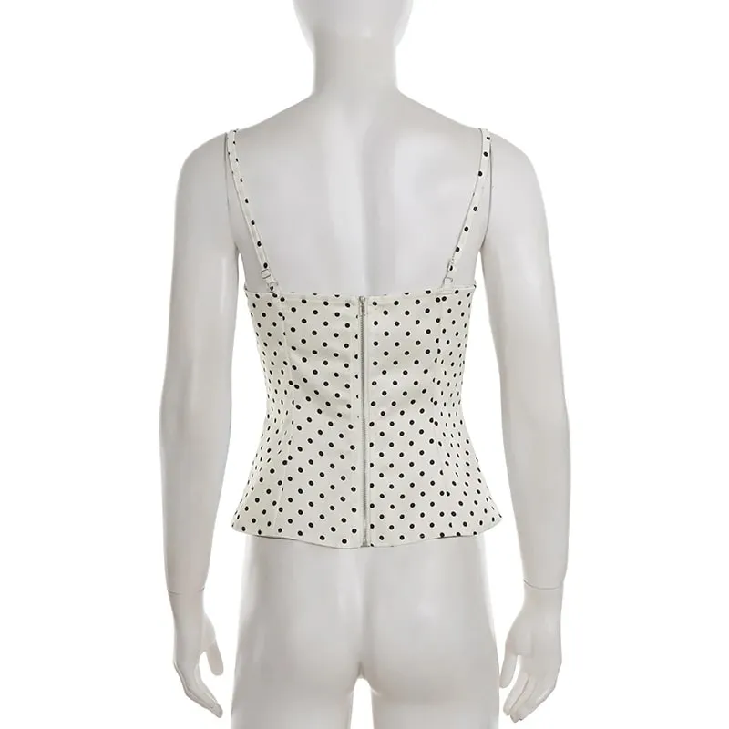 Chic Lace Patchwork Polka Dot Camis Tops Elegant Sleeveless Tank Tops Summer Casual Daily Wear Streetwear Camisole 2026
