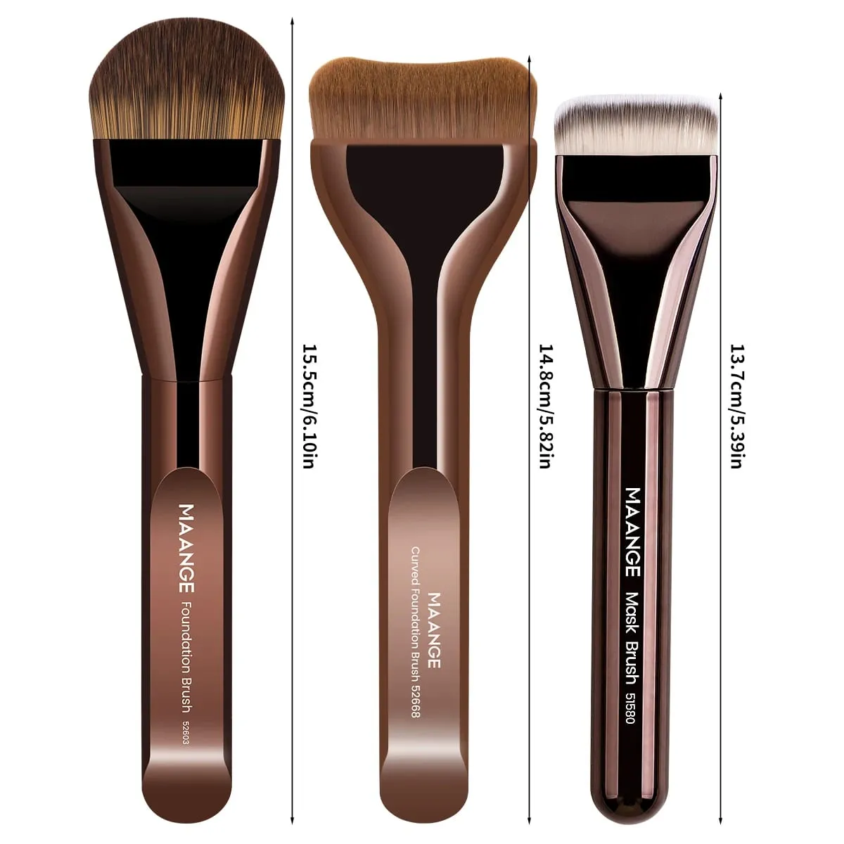 3pcs Makeup Brushes Aluminum Tube Makeup Brush Foundation Makeup Brush Thin Foundation Brush Kabuki Makeup Tools for Girl — image 2