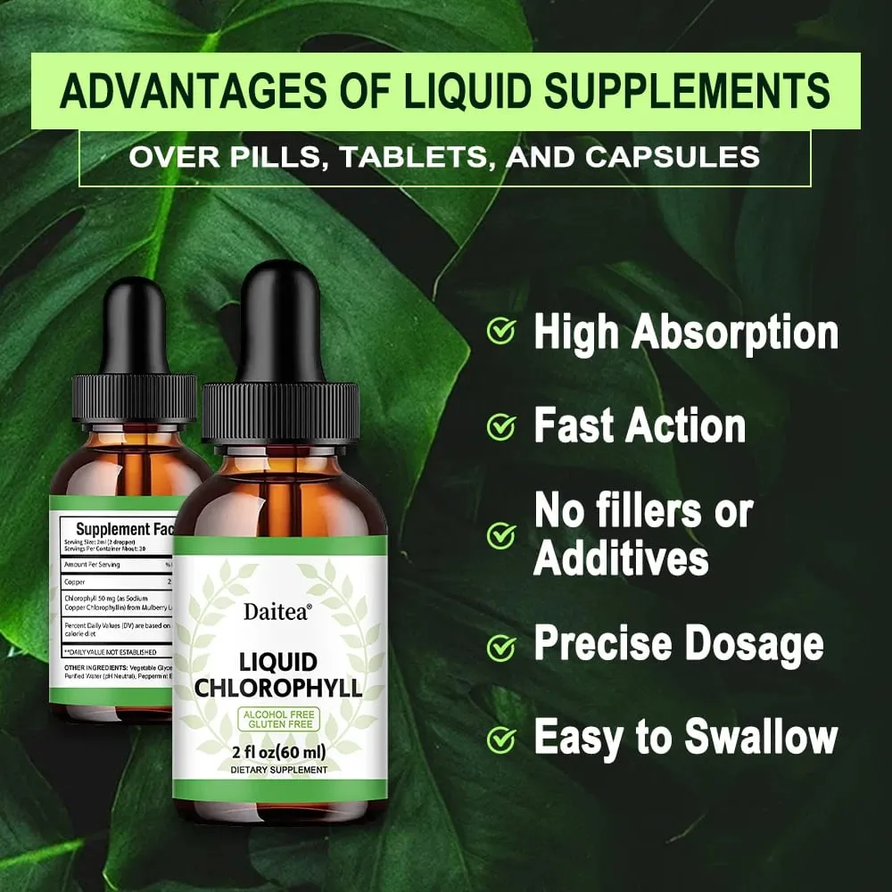 Liquid Chlorophyll Drops - Antioxidants Liver Detox Immune Support Collagen for Hair & Skin Health - Vegan Non-GMO — image 5