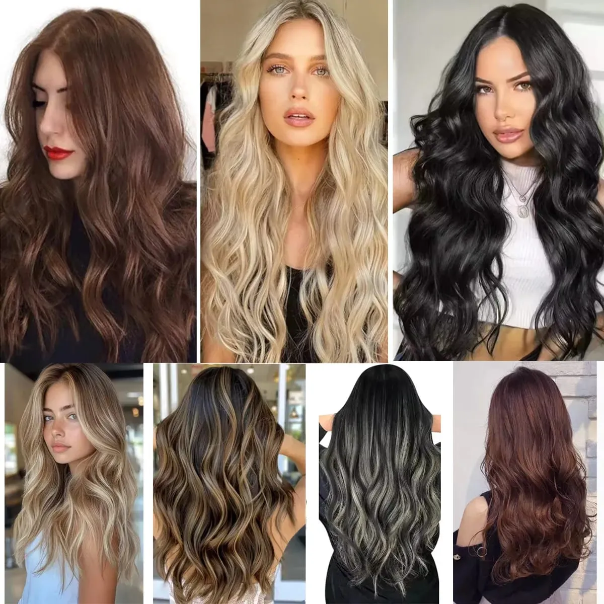 Long Straight Hairstyle 16 Clips 7 Pcs/Set Hair Extensions Natural Synthetic Blonde Black Hairpieces Heat Resistant For Women Kp — image 6