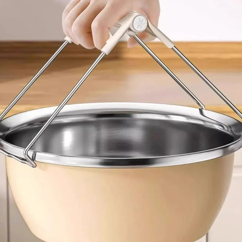 Heat Resistant Bowl Tongs Kitchen Utensils Steamer Stainless Steel Plate Elevator Cooking Safety Clamp Tool — image 4