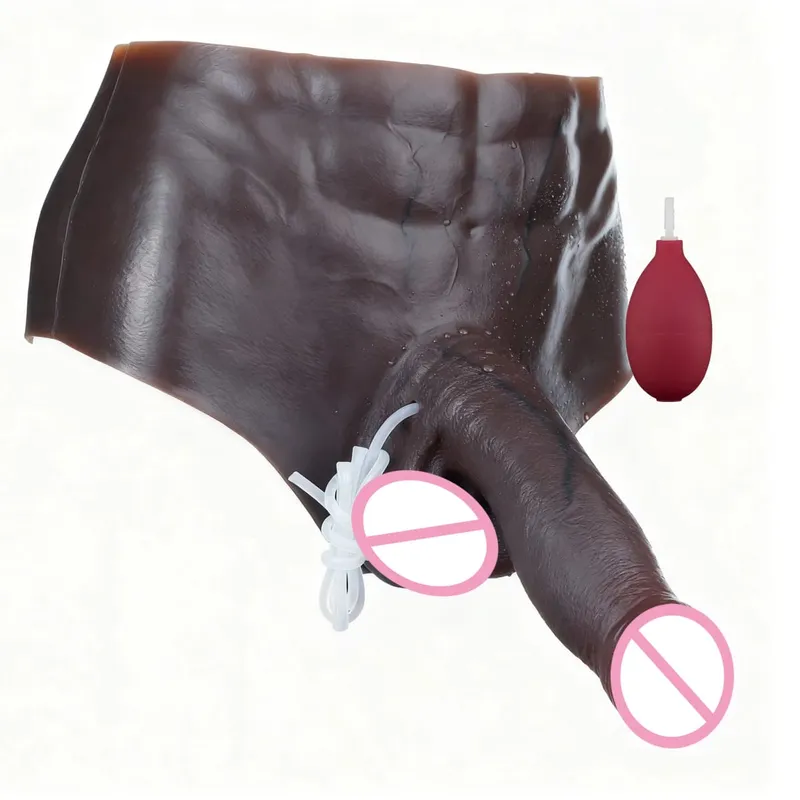 Black Nude Silicone Squirting Panties With Simulated Solid Penis Strapon Big Realistic Ejaculation Dildo Sex Toy For Women — image 44