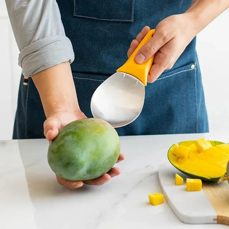 1pc Mango Slicer Cutter Multifunctional Fruit Spoon Watermelon Cutting Knife Mango DicingTools Mango Diced Scoop Kitchen Gadgets — image 3