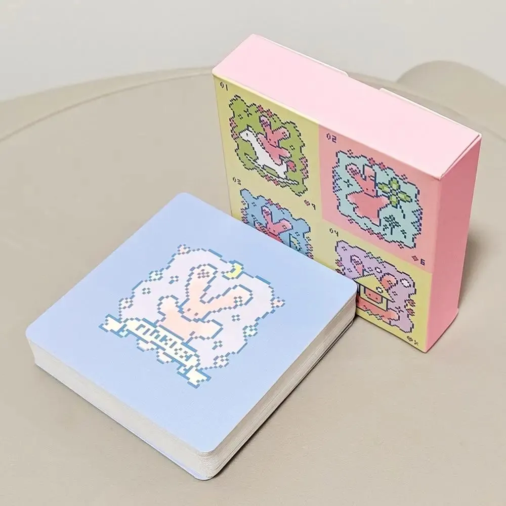 Kawaii Pixel Art Pinkish Lenormand Deck - 42 Cute Rabbit Oracle Cards 7x7cm for Divination Square Mini Deck Embossed Cardstock — image 3