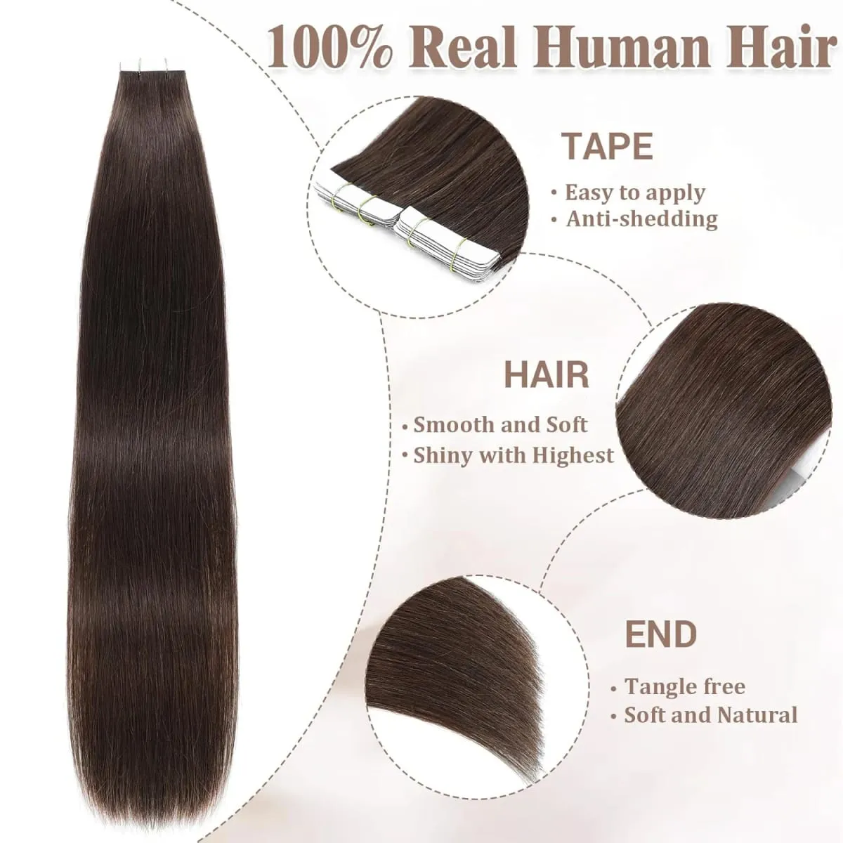 #2 Bone Straight Tape In Hair Extensions 50g/20pcs Skin Weft Invisible Tape In Human Hair Extensions 100% Human Hair For Woman — image 6