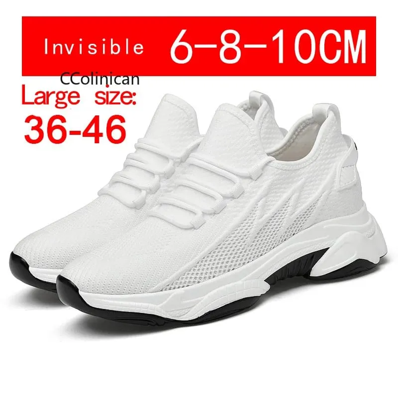 Men's Invisible Height Increasing Casual Shoes 10cm Elevator Breathable Mesh Upper Walking Shoes with Soft Bottom — image 1