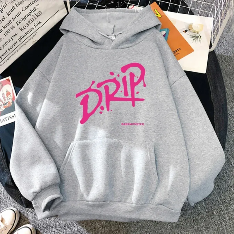 Babymonster Album Drip Hoodie 2026 Retro Women/men Harajuku Aesthetic Hoodies Unisex Autumn Winter Pullover Sweatshirt Vintage — image 4