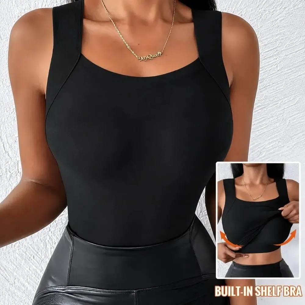 Sexy Design Sleeveless Tank Tops Seamless Knitting Summer Lightweight Crop Camisole Tops Female Bra Style With Chest Pads — image 3