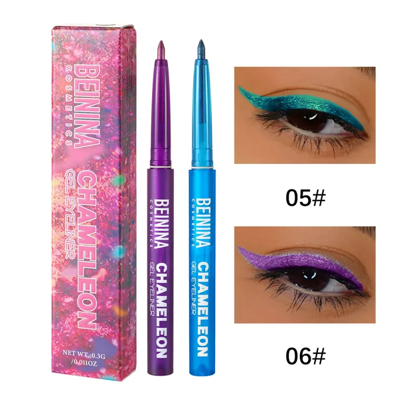 Shiny Chameleon Metallic Blue Eyeliner Gel Pen Eyeshadow Multicolor Eye Liner Pearlescent Polarized Glitter Eye Pigment Cosmetic