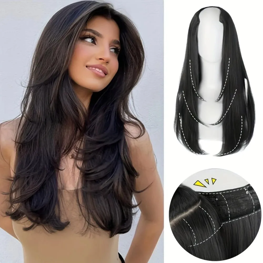 18/22/24Inch Women's Synthetic Long Hair Styling Long Hair Synthetic Wigs Layered Hair Extensions Top of the Head Increase Hair — image 2