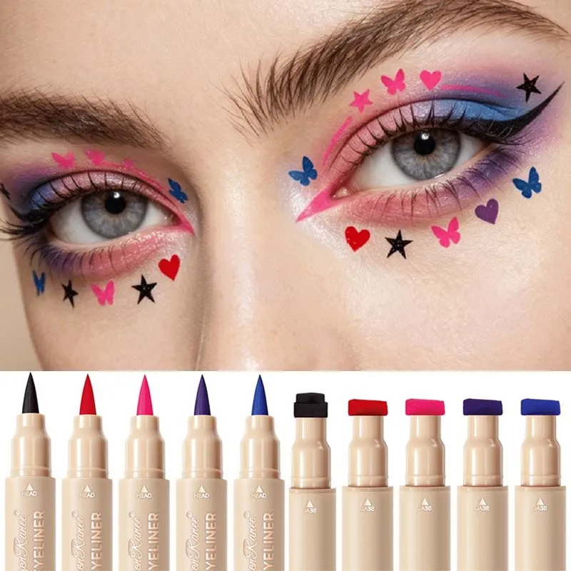Eyeliner 2 w 1 z podwójną końcówką szybkoschnący wodoodporny i odporny na pot niełatwy do rozmazania kolorowy eyeliner do makijażu oczu