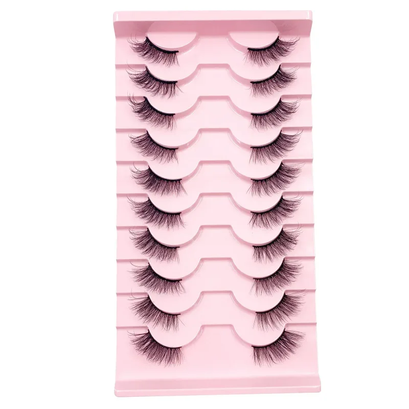 3D Cat Eye Lashes Half Eyelashes 10Pairs Half Lashes Natural Clear Stem False Eyelash Extension Makeup Faux Cils maquiag — image 23
