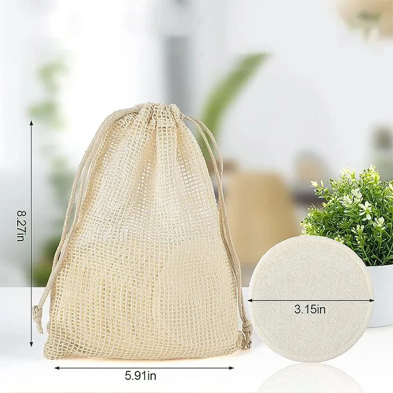 12pcs Reusable Cotton Pads Washable Makeup Remover Discs Washable Round Bamboo Make Up Pads Skin Care Tool HZM06