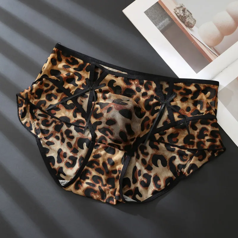 Men's Ruffle Mesh Sissy Panties See Through Crossdresser Silky Knicker Hollow High Waist Brief Sissy U Convex Pouch Underpant — image 10