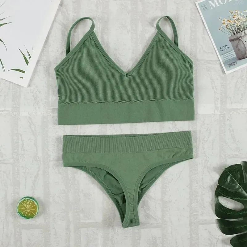 2 Pcs Bra Set Underwear Set Women Panties Sexy G-String Seamless Bralette Female Lingerie Soft Tank Crop Top 2026 New