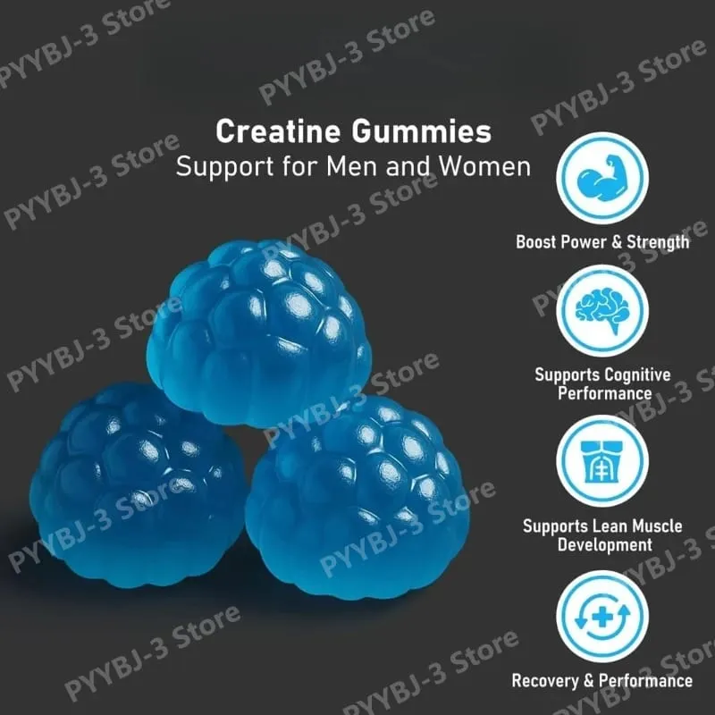Creatine Monohydrate Infused Gummies with Vitamin B12 Muscle Growth Strength Pre-Workout Fitness Healthcare Supplement 120pcs — image 3
