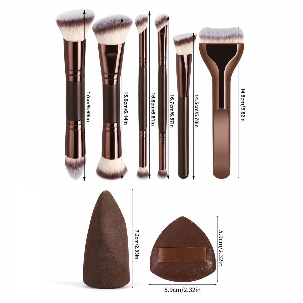 Makeup Brush Set 6pcs Double Headed Makeup Brushes 4pcs Air Cushion Puff Multifunctional Foundation Brush Concealer Brush Powder — image 4
