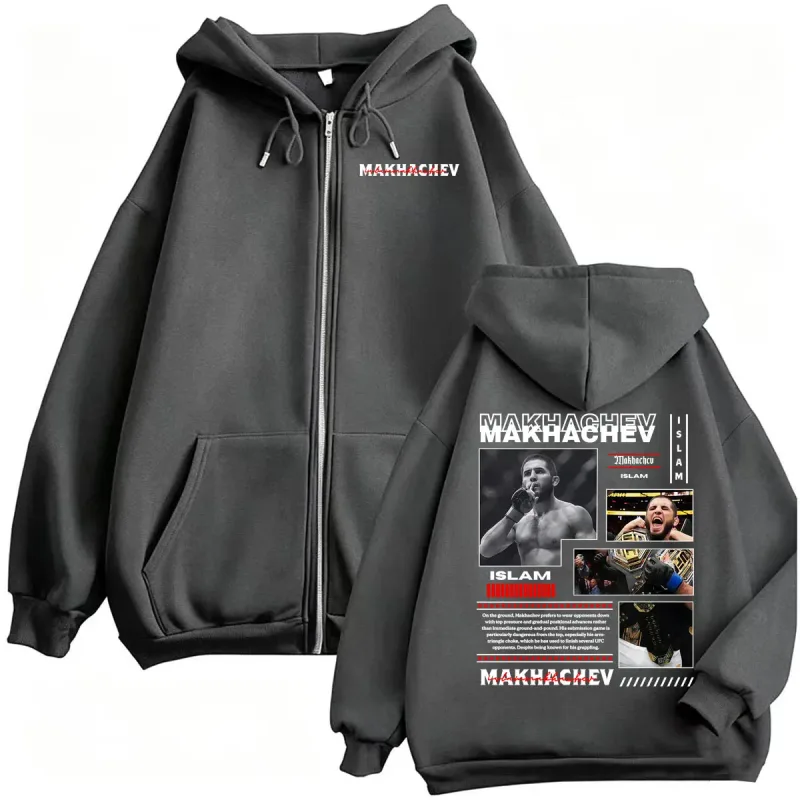 Limited Islam Makhachev Violence Aesthetic Sweatshirt Jacket Coats Men's Vintage Classic Zipper Hoodies Long Sleeve Zip Up Hoody — image 6