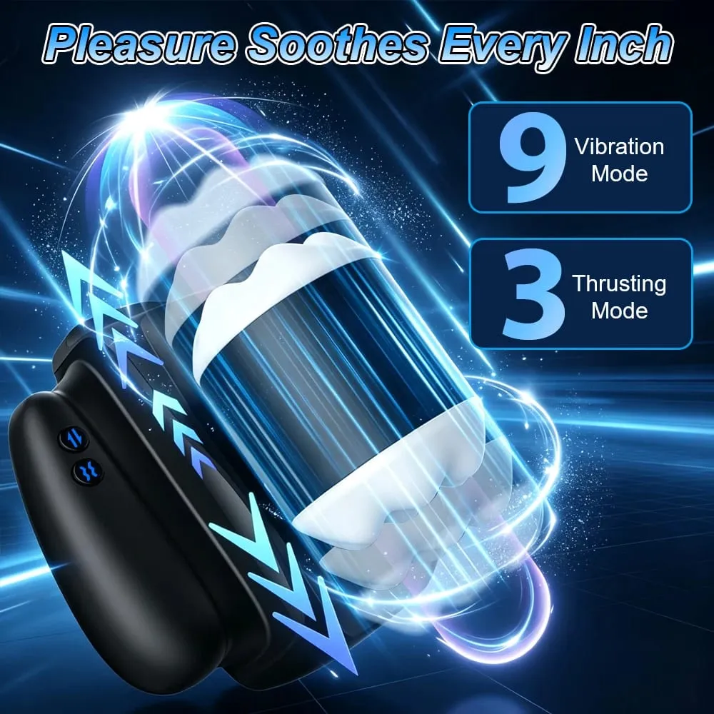 Automatic Telescopic Vibrating Male Masturbator Cup Pocket Pussy with Holder Penis Trainer Vaginal Adult Sex Machine for Men